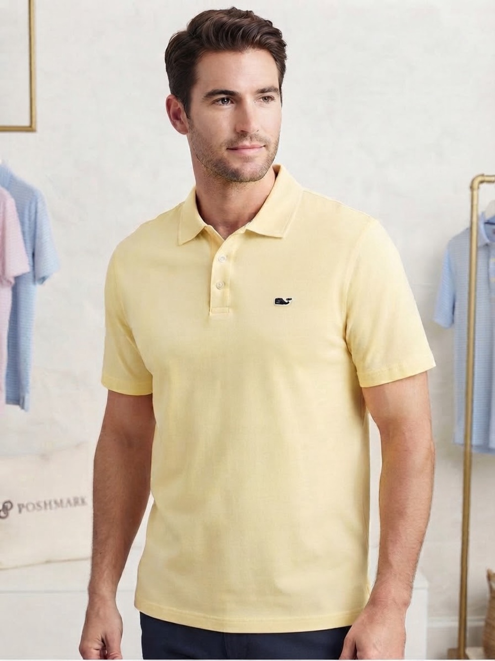 Vineyard Vines Yellow Stretch Polo Shirt XL Preppy Golf Country Club Casual